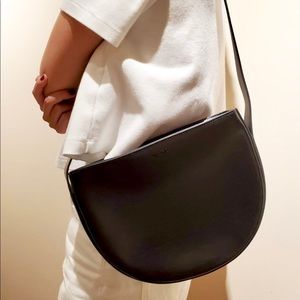 OAK+FORT Black Patent Leather Half Moon Bag
